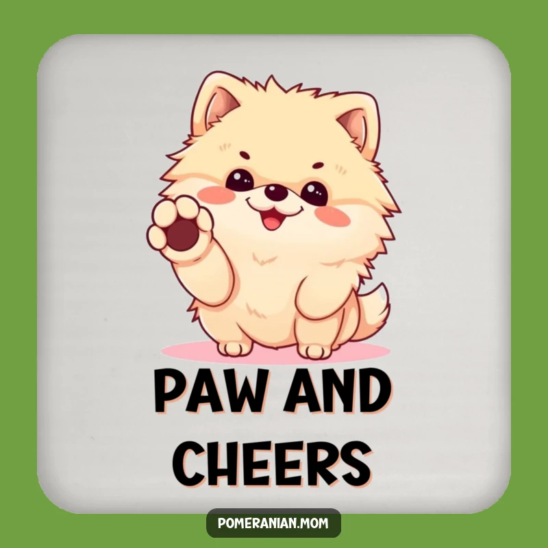 Funny Kawaii Pomeranian Coaster - Cheerful Handshake Drink Protector