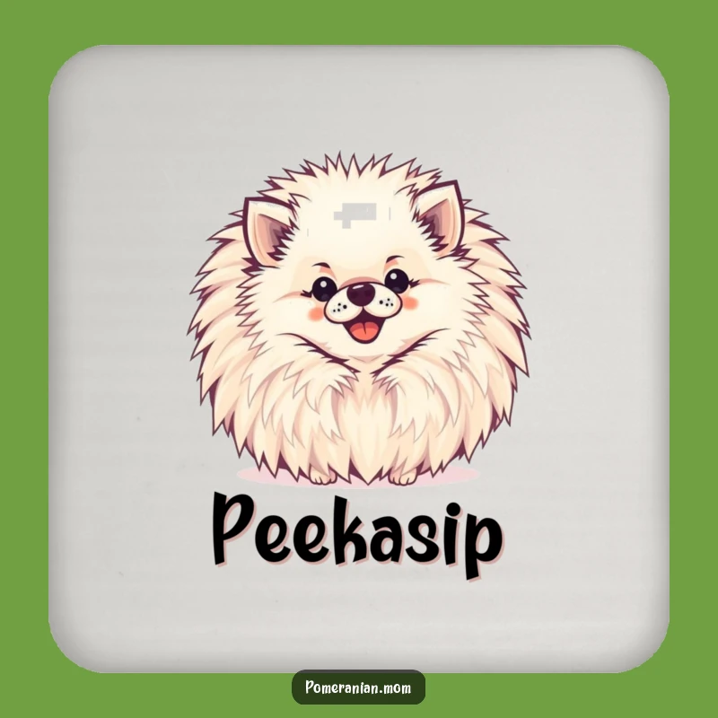 Funny Pomeranian Coaster: Pompom Peek-a-boo Drink Gift