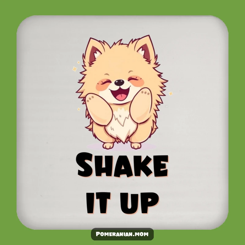 Funny Kawaii Pomeranian Drink Coaster: Glee Dog Art, Protect Surfaces, Perfect Gift