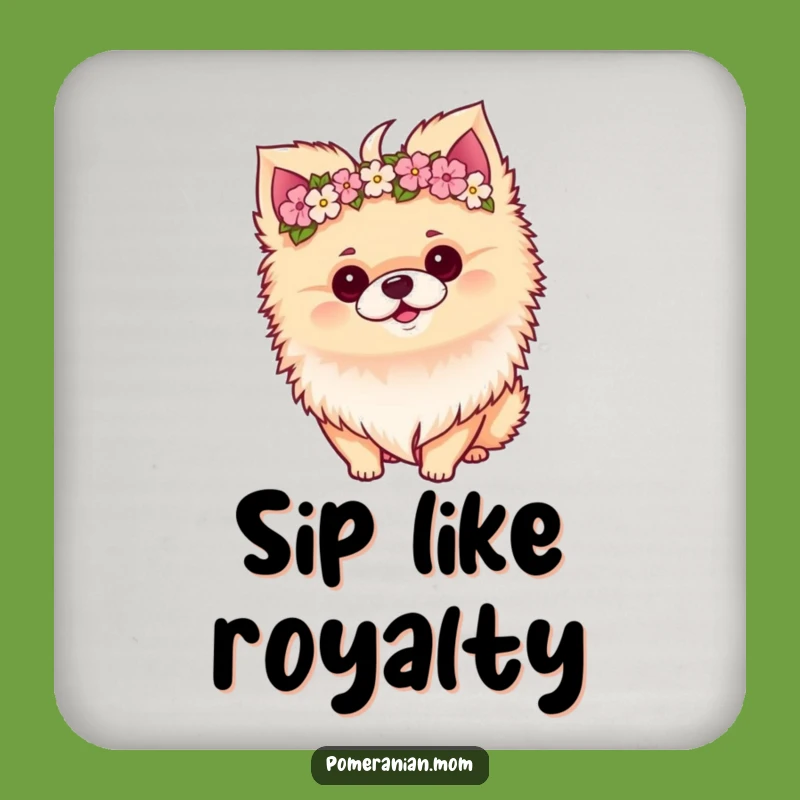 Funny Kawaii Pomeranian Crown Coaster - Protects Surfaces with Elegance