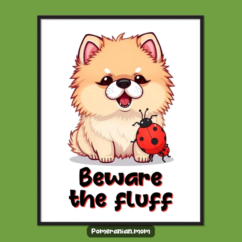 Funny Kawaii Pomeranian Ladybug Poster - Adorable & Hilarious Dog Wall Art Gift