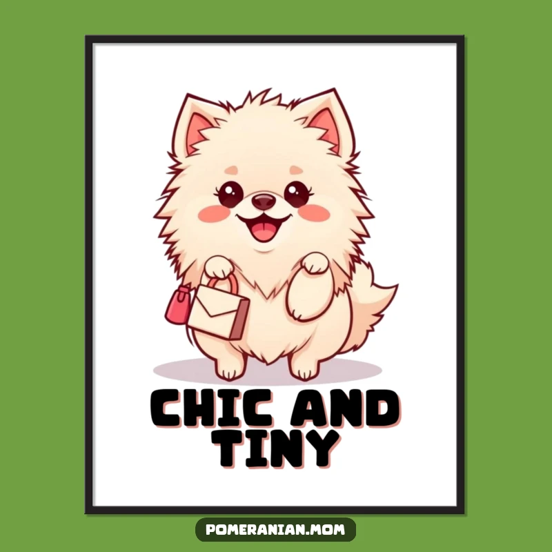 Funny Kawaii Pomeranian Poster: Stylish Dog Wiggle Handbag for Chic Wall Art Gift