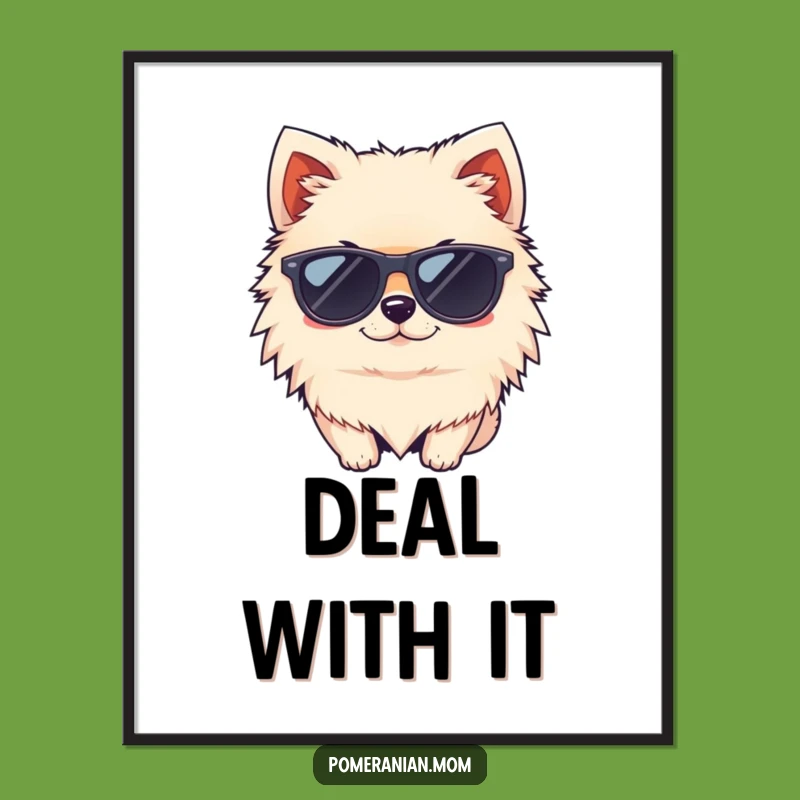 Funny Cool Pomeranian Sunglasses Poster: Kawaii Wink Wall Art