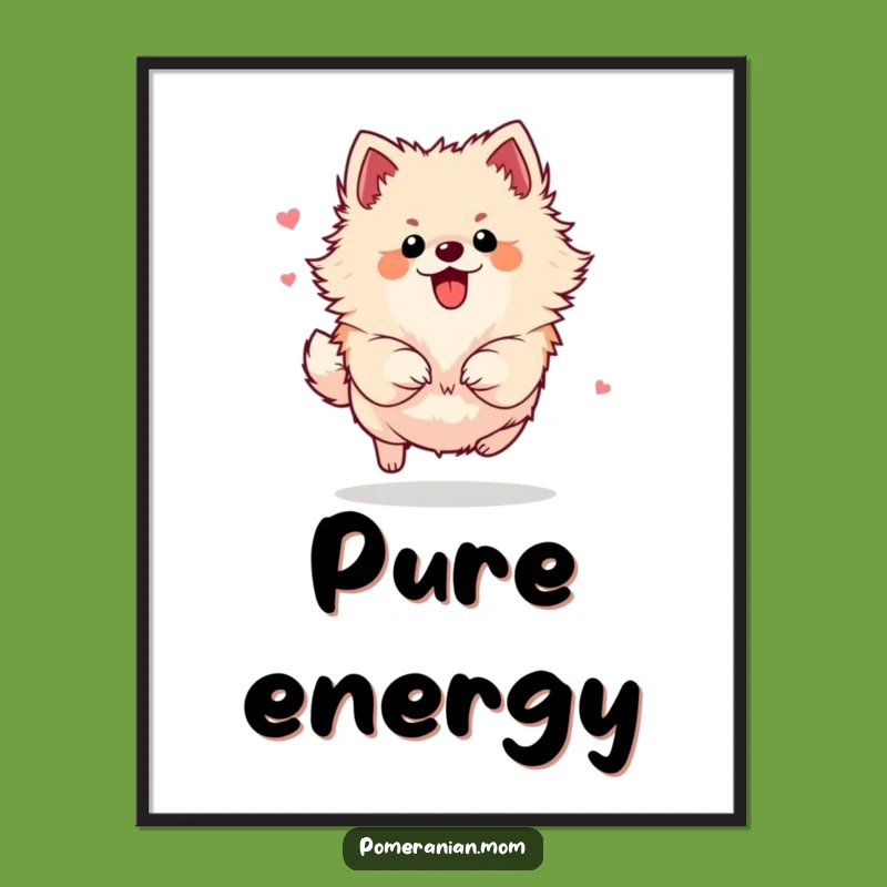 Funny Energetic Pomeranian Poster: Vibrant Canine Action for Your Walls