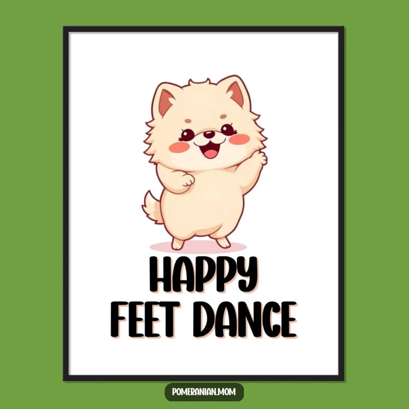 Funny Kawaii Pomeranian Dance Art Poster - Lively Home Decor Gift