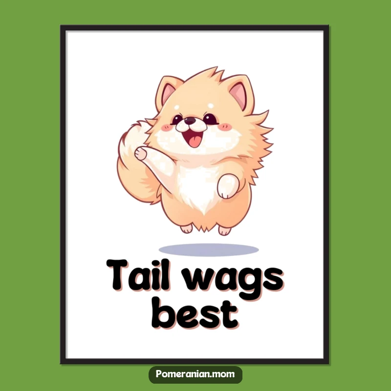Funny Kawaii Pomeranian Jumping Art Poster - Joyful Home Decor Gift