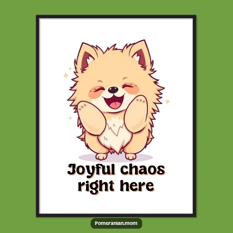 Funny Kawaii Pomeranian Poster: Shaking Dog Art Print, Perfect Humorous Wall Decor Gift