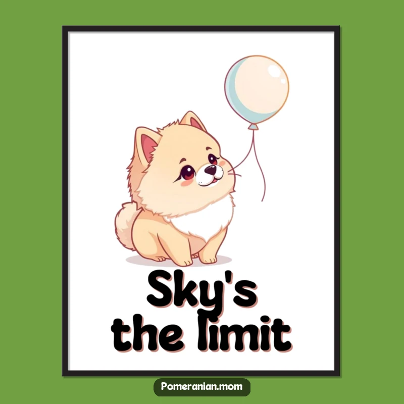 Funny Pomeranian Balloon Poster: Wonderstruck Dog Art, Hilarious & Cute Wall Decor
