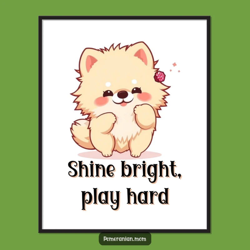 Funny Sparkly Toss Kawaii Pomeranian Poster: Playful Dog Art for Chic Decor