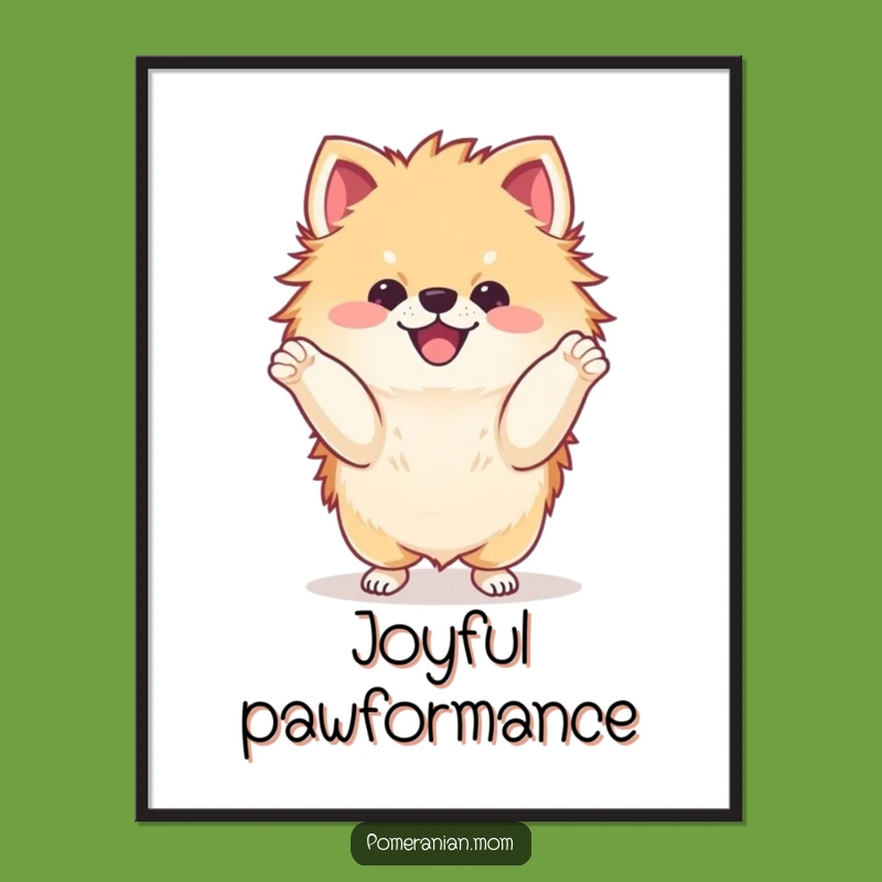 Funny Dancing Pomeranian Poster: Kawaii Paws Joyful Wall Art