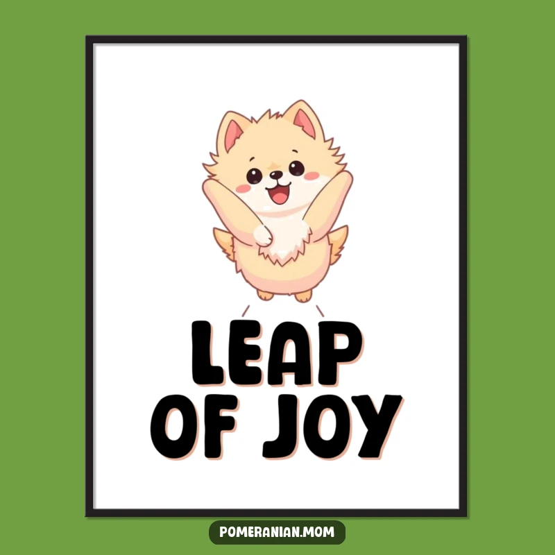 Funny Kawaii Pomeranian Leap Poster - Dynamic Dog Wall Art Gift