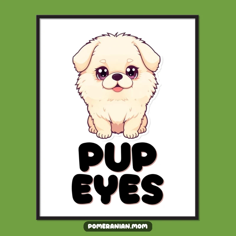 Funny Dog Poster: Fluffy Pooch with Big Sparkle Eyes, Wall Art