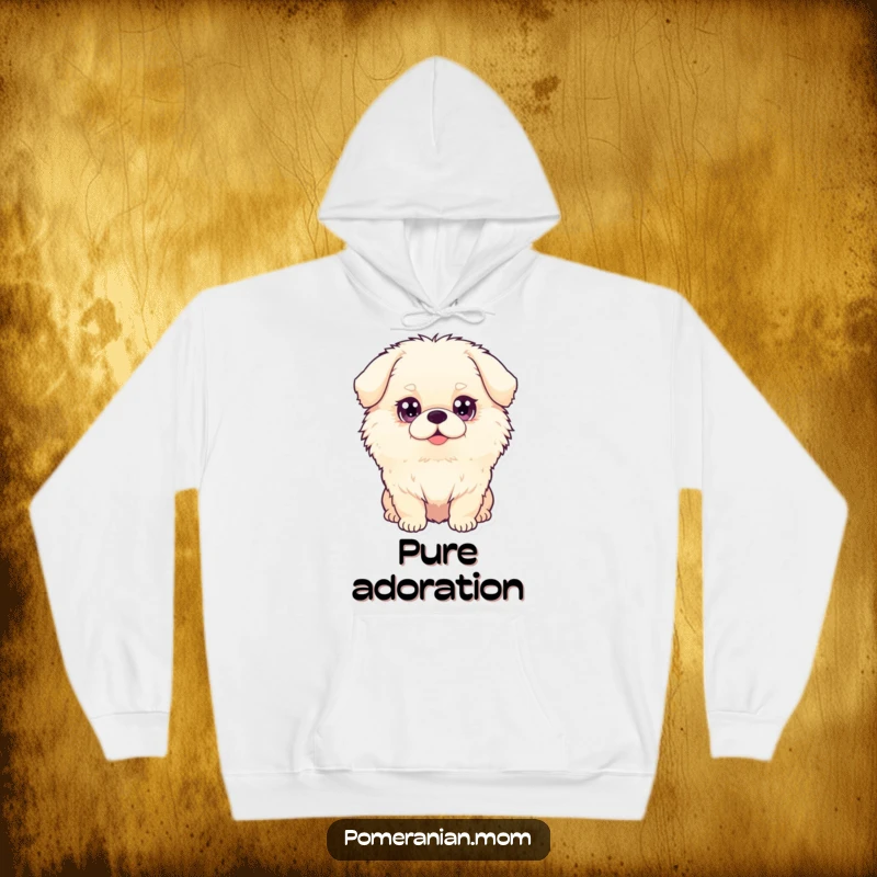 Funny dog hoodie featuring a fluffy dog with big, sparkling eyes, providing warmth and adorable charm.