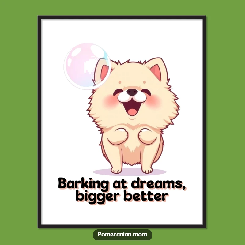Free Printable Wall Art: Funny Pomeranian Barking At Bubble Dog Art