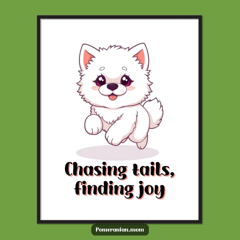 Funny Dog Printable Wall Art: Tail Chase Circle, Free Download