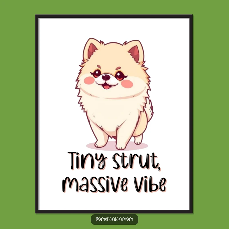 Free Printable Kawaii Pomeranian Art: Confident Strutting Dog Wall Decor Download