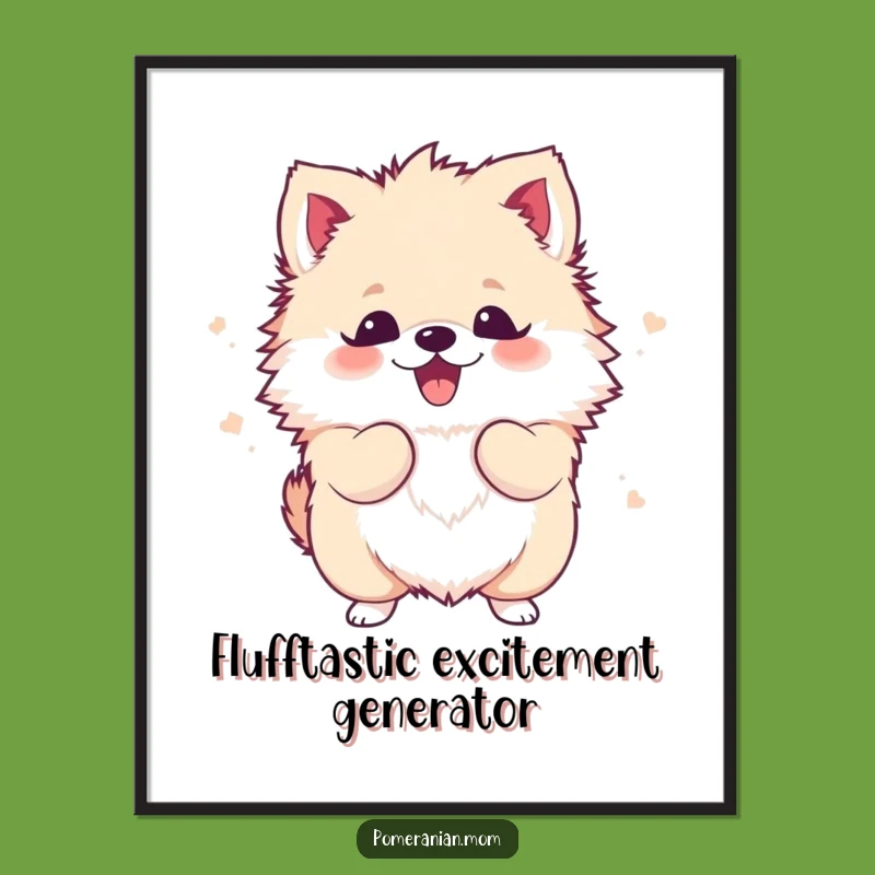 Free Printable Kawaii Pomeranian Art: Fluffy Shaking Dog Wall Decor Download