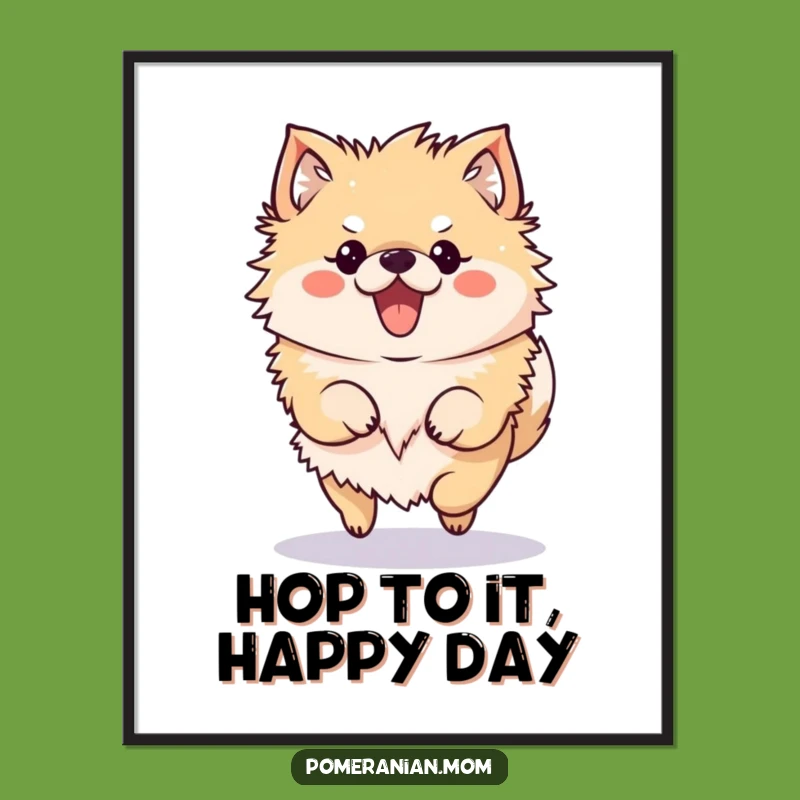 Free Printable Pomeranian Wall Art: Funny Kawaii Decor, Bouncy Hop Art Download