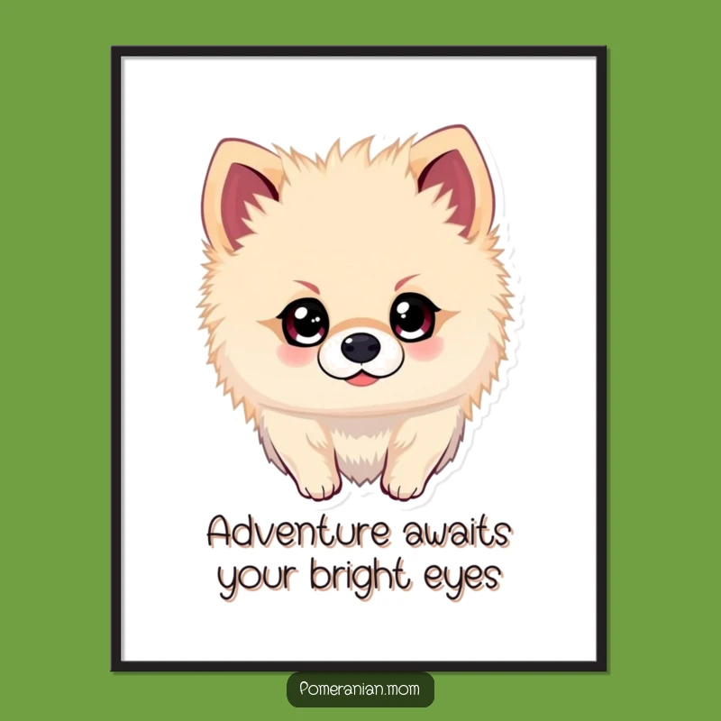 Free Printable Wall Art: Adventurous Kawaii Pomeranian, Funny Dog Downloadable Decor
