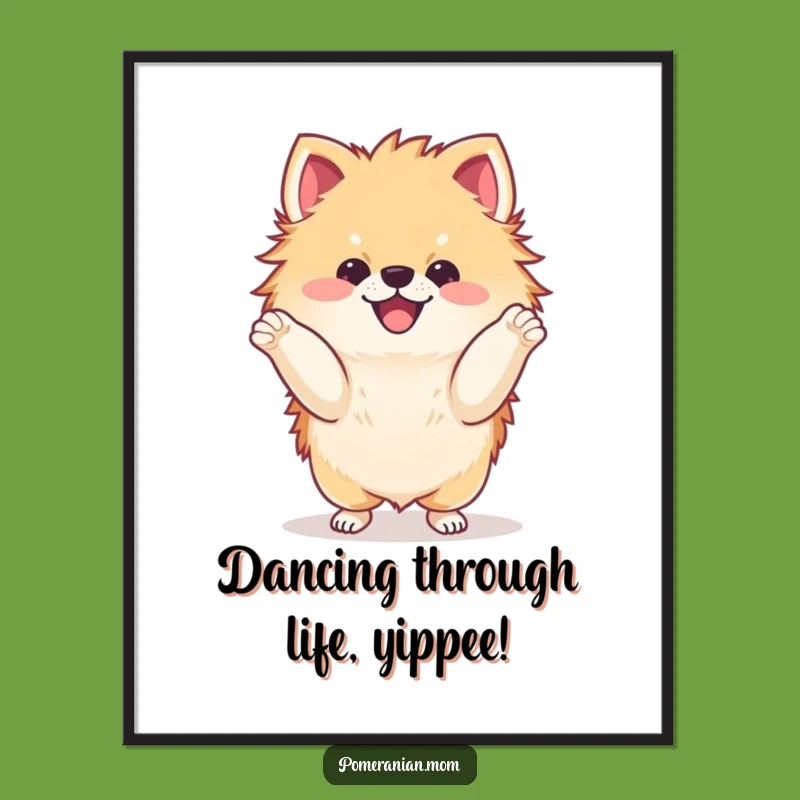 Free Printable Wall Art: Dancing Pomeranian - Lively & Funny Dog Decor