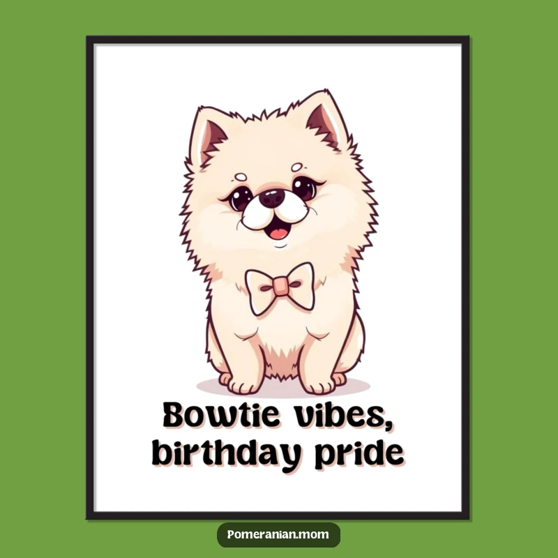 Free Printable Wall Art: Proud Bowtie Pomeranian, Sophisticated Dog Portrait, Downloadable Decor