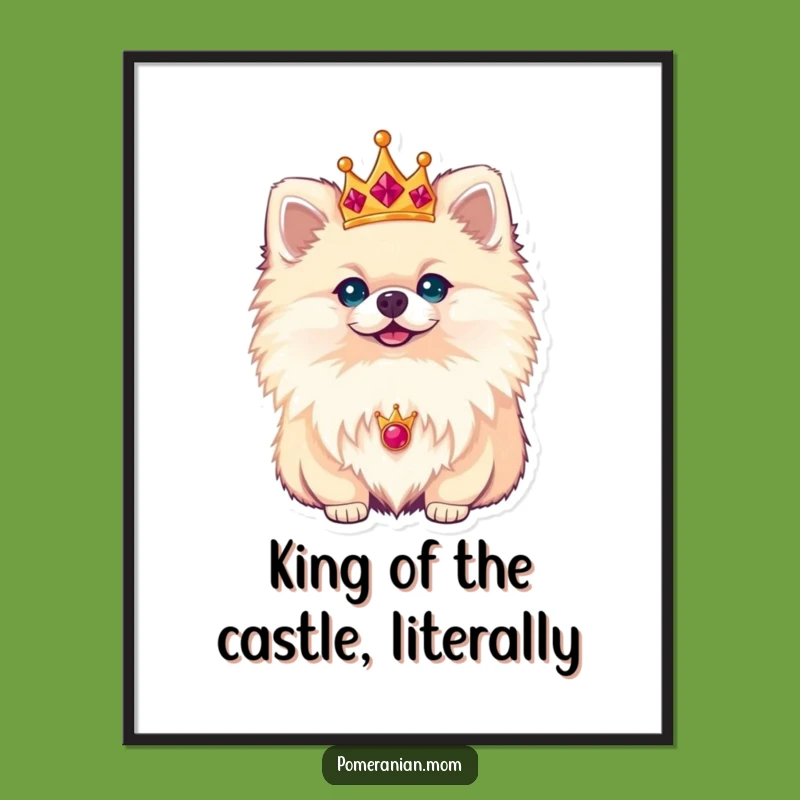 Free Printable Wall Art: Royal Pomeranian - Funny Crown Dog Downloadable Art