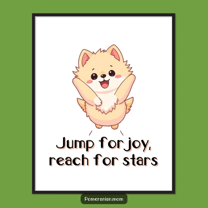 Free Printable Wall Art: Jumping Kawaii Pomeranian, Funny Dog Downloadable Decor