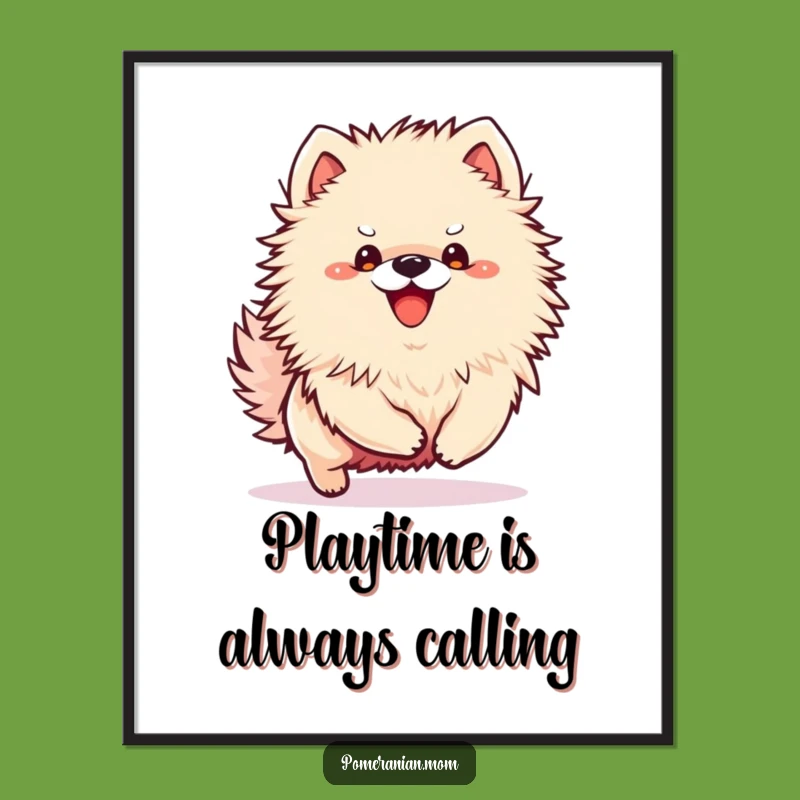 Free Printable Kawaii Pomeranian Wall Art: Playful Bounce Funny Downloadable Decor