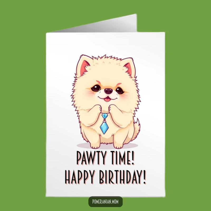 Free Printable Birthday Card: Playful Pomeranian & Sparkle, Fun Downloadable Gift