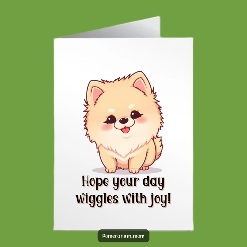 Free Printable Kawaii Pomeranian Birthday Card: Curious Wiggle Dog Funny Downloadable Gift