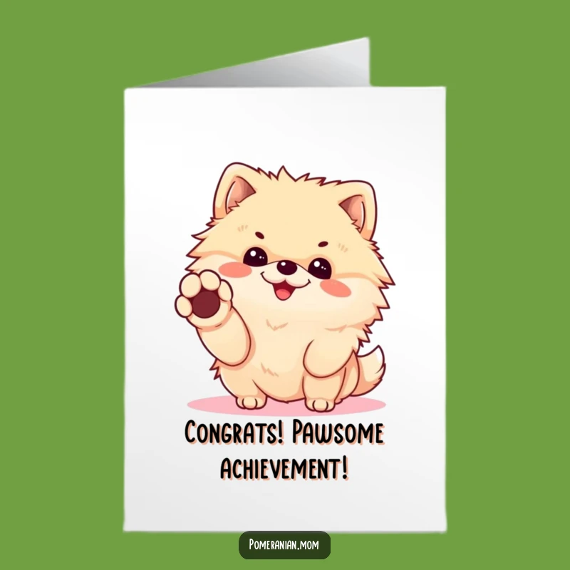Free Printable Congrats Card: Cheerful Kawaii Pomeranian Handshake, Funny Dog Downloadable Gift