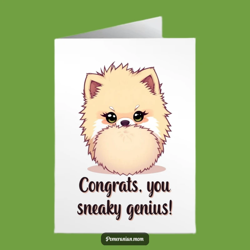 Free Printable Congrats Card: Mischievous Kawaii Pomeranian, Funny Dog Downloadable Gift