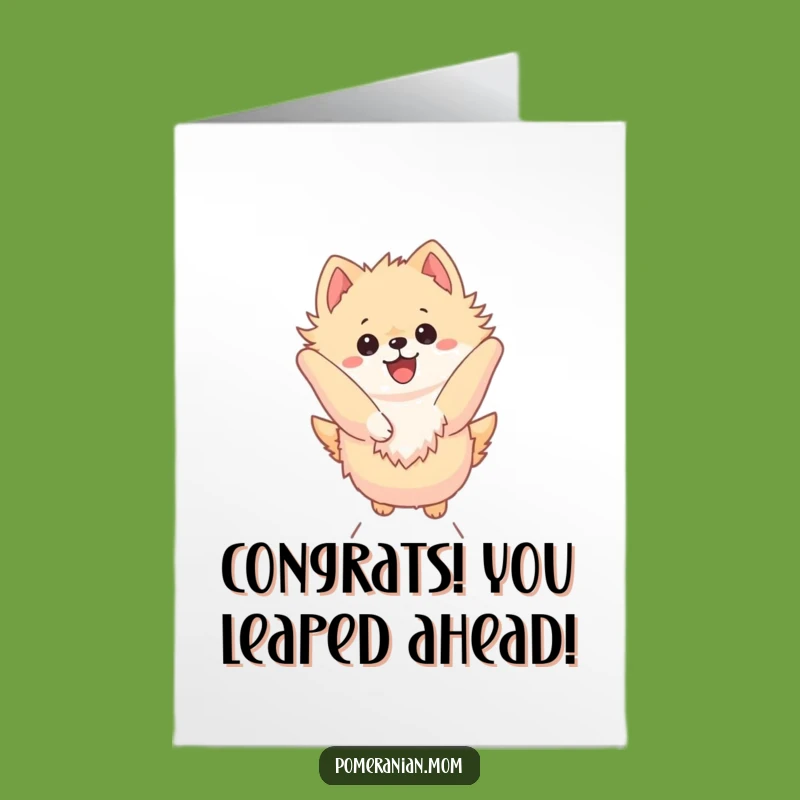 Free Printable Congrats Card: Jumping Kawaii Pomeranian, Funny Dog Downloadable Gift