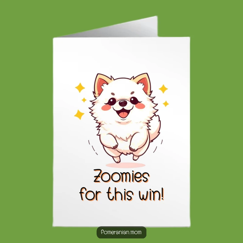 Free Printable Congrats Card: Zoomie Pom Celebrates - Funny Dog Downloadable