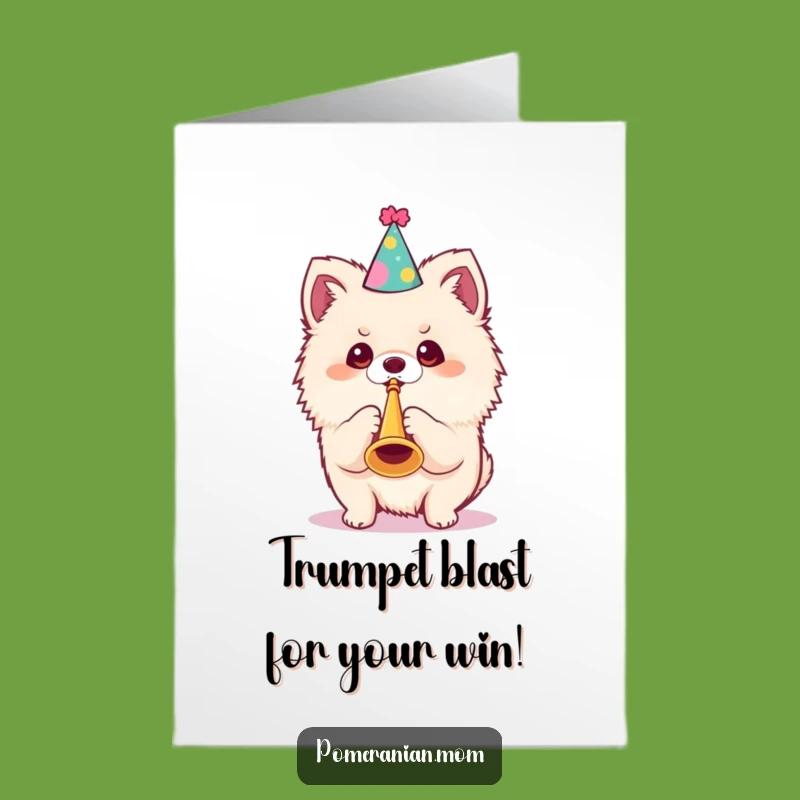 Free Printable Kawaii Pomeranian Congratulations Card: Funny Party Dog Gift, Downloadable DIY Cheers!