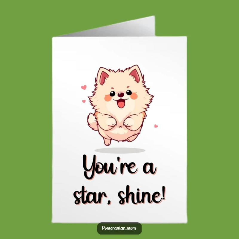 Free Printable Congrats Card: Energetic Pomeranian - Dynamic Dog Downloadable Gift