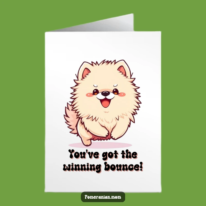 Free Printable Kawaii Pomeranian Congrats Card: Playful Pup Funny Downloadable