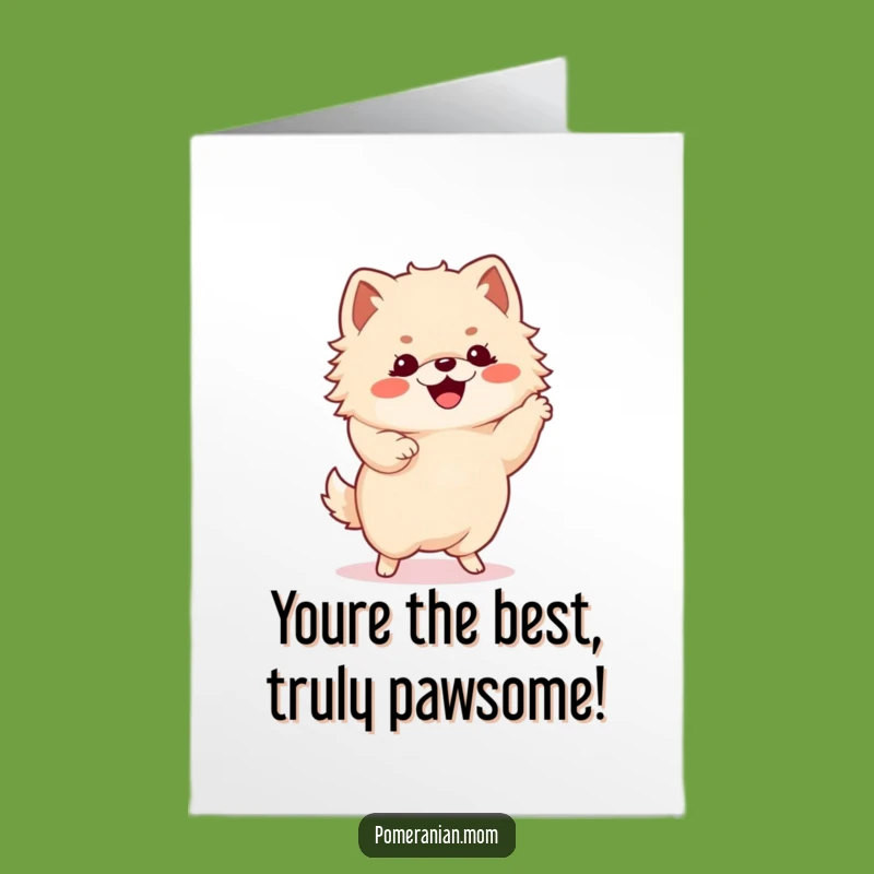 Free Printable Kawaii Pomeranian Thank You Card: Dancing Puppy Funny Dog Downloadable