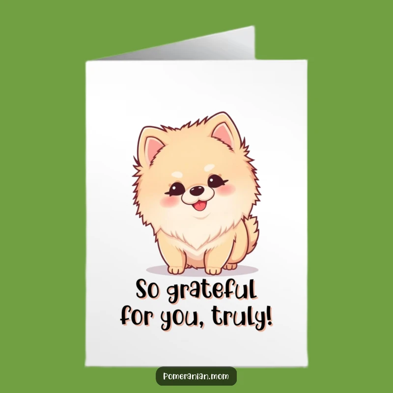 Free Printable Kawaii Pomeranian Thank You Card: Sniffing Dog Funny Downloadable Gift