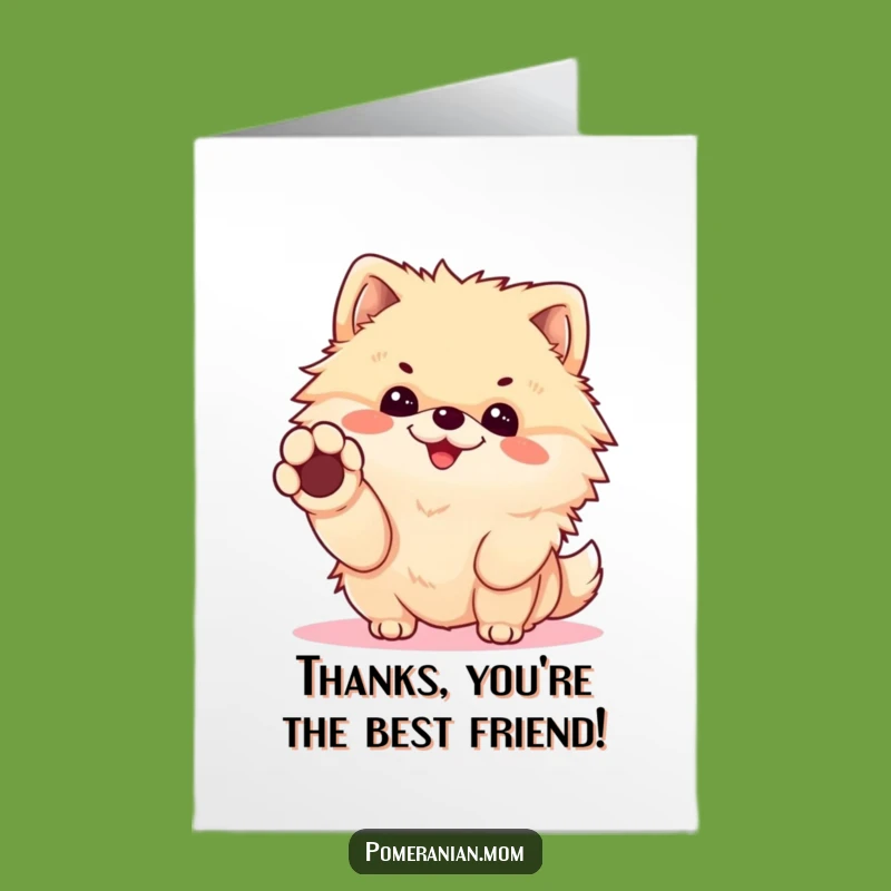 Free Printable Thank You Card: Cheerful Kawaii Pomeranian Handshake, Funny Dog Downloadable Gift