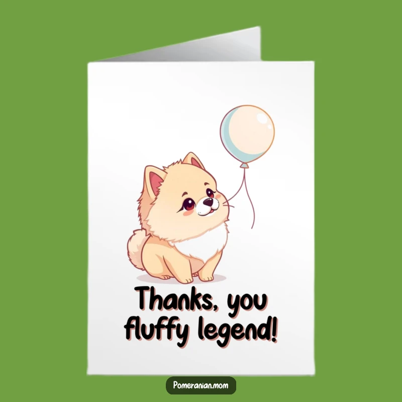 Free Printable Thank You Card: Happy Pomeranian & Balloon, Sweet Downloadable Gift
