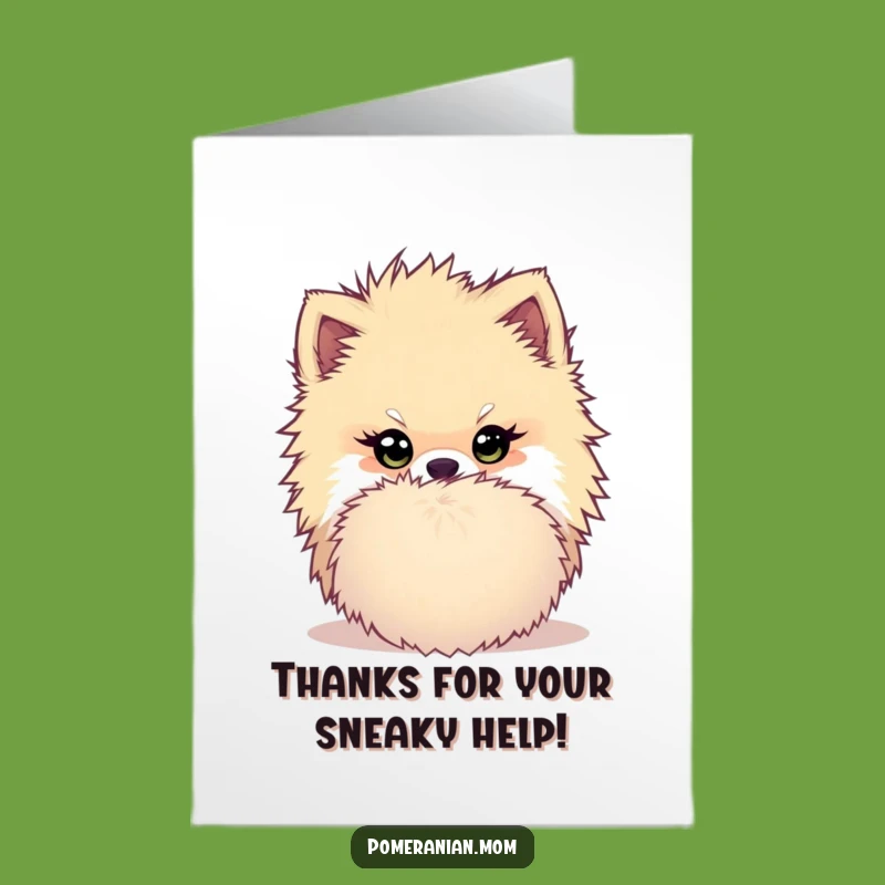 Free Printable Thank You Card: Mischievous Kawaii Pomeranian, Funny Dog Downloadable Gift