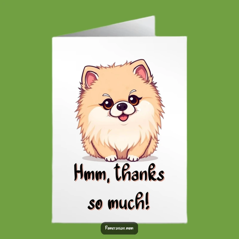 Free Printable Thank You Card: Curious Pomeranian Tilt Humorous Gratitude Downloadable