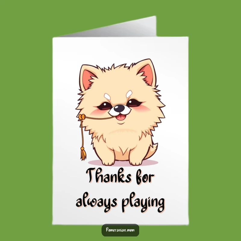 Free Printable Kawaii Pomeranian Thank You Card: Grinning Dog Downloadable Gift