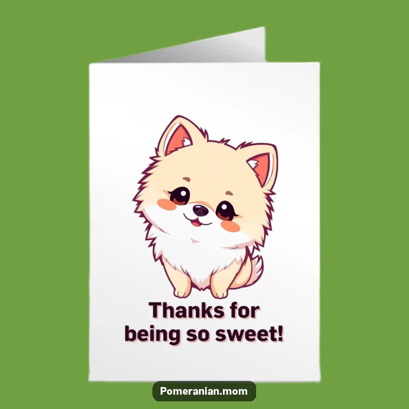 Free Printable Thank You Card: Curious Kawaii Pomeranian Tilts, Funny Downloadable Gratitude