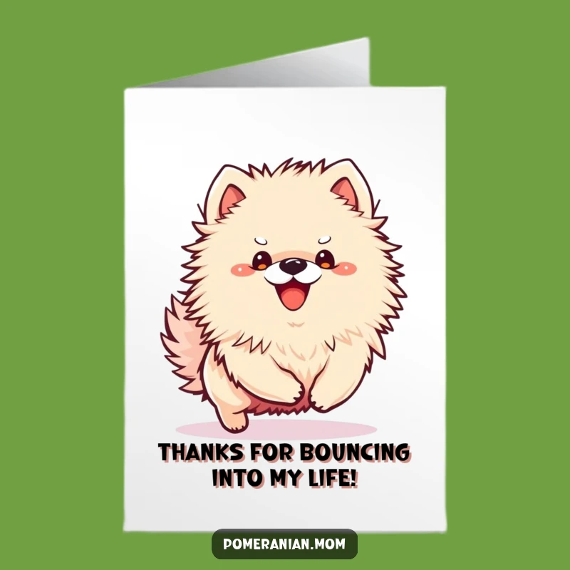 Free Printable Kawaii Pomeranian Thank You Card: Playful Dog Funny Downloadable