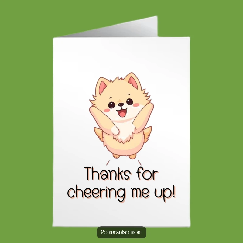 Free Printable Thank You Card: Jumping Kawaii Pomeranian, Funny Dog Downloadable Gift