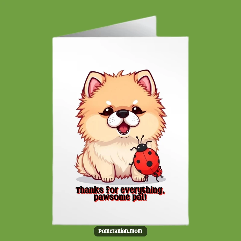 Free Printable Kawaii Pomeranian Thank You Card: Cute Dog Appreciation Art