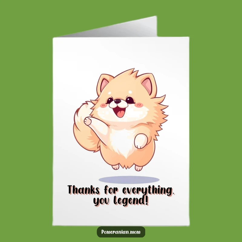 Free Printable Kawaii Pomeranian Thank You Card: Happy Dog Wagging Tail Downloadable