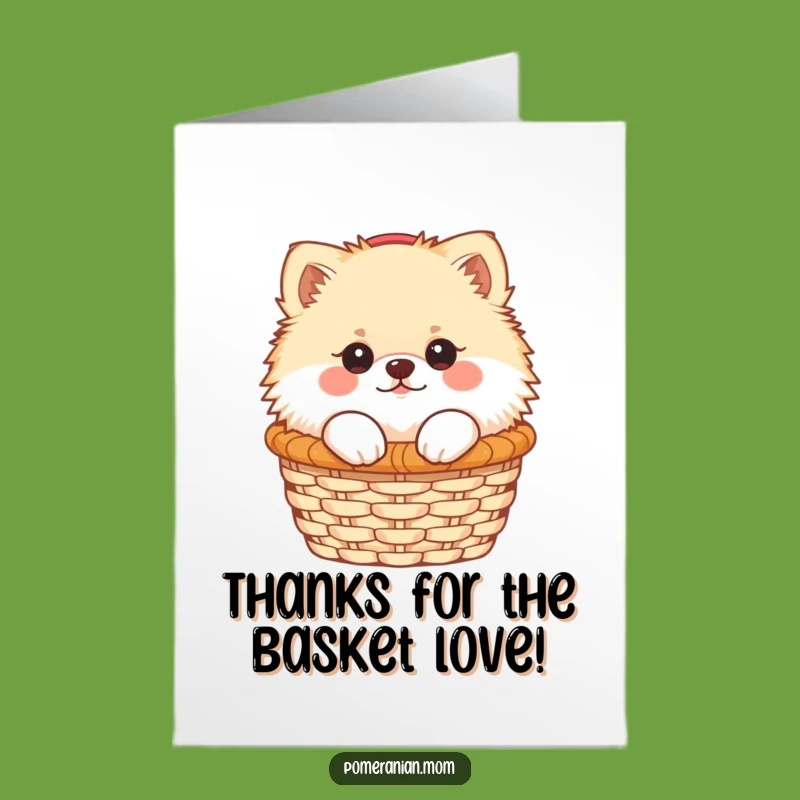 Free Printable Kawaii Pomeranian Thank You Card: Sweet Dog Peeking Funny Downloadable Gift